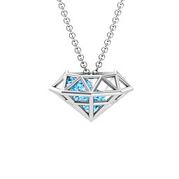 Flat Back Diamond Cage Pendant With 1 - 3 Gemstones in 925 Sterling Silver with Blue Topaz