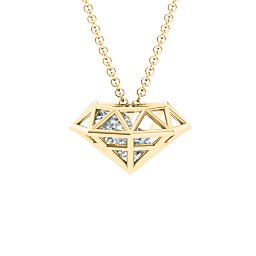 Flat Back Diamond Cage Pendant With 1 - 3 Gemstones in 10K Solid Yellow Gold
