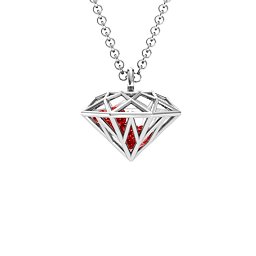 Diamond Cage Pendant with 1 - 4 Gemstones in 925 Sterling Silver with Garnet
