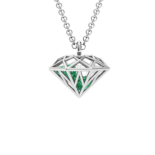 Diamond Cage Pendant with 1 - 4 Gemstones – Sterling Silver with Emerald