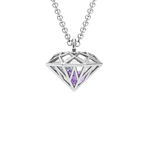 Diamond Cage Pendant with 1 - 4 Gemstones – Sterling Silver with Amethyst and Cubic Zirconia