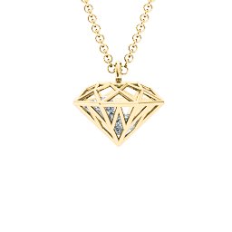 Diamond Cage Pendant with 1 - 4 Gemstones in 10K Solid Yellow Gold