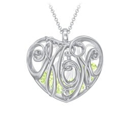Graceful Mom Heart Cage Pendant With 2-8 Birthstones