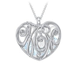 Graceful Mom Heart Cage Pendant With 2-8 Birthstones