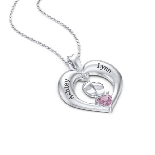 Precious Gift Baby Feet Charm Pendant – Sterling Silver with Alexandrite