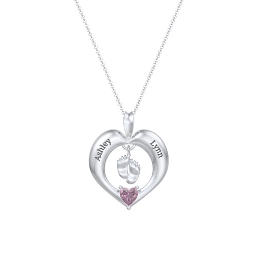 Precious Gift Baby Feet Charm Pendant – Sterling Silver with Alexandrite