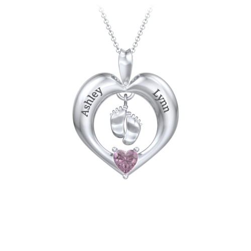 Precious Gift Baby Feet Charm Pendant – Sterling Silver with Alexandrite