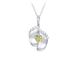 Engravable Baby Feet Birthstone Pendant