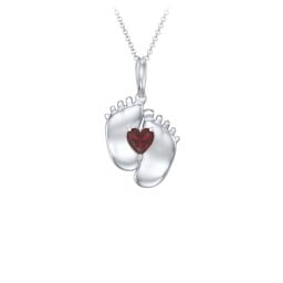 Engravable Baby Feet Birthstone Pendant