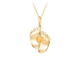 Engravable Baby Feet Birthstone Pendant