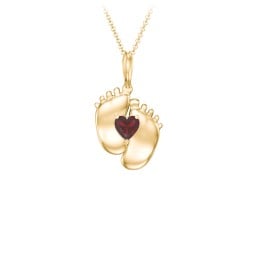 Engravable Baby Feet Birthstone Pendant