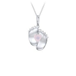 Engravable Baby Feet Birthstone Pendant