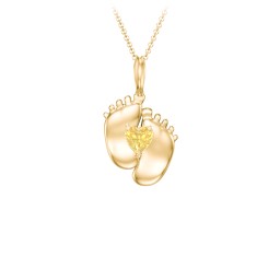 Engravable Baby Feet Birthstone Pendant