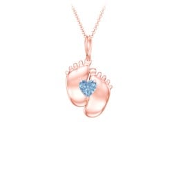 Engravable Baby Feet Birthstone Pendant