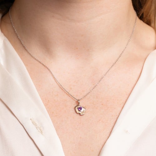 Engravable Baby Feet Birthstone Pendant