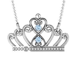 Charming Crown Necklace in 925 Sterling Silver with Aquamarine