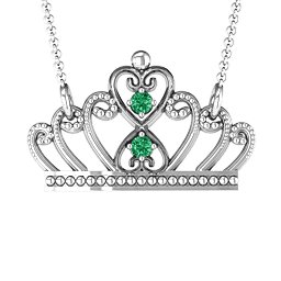 Charming Crown Necklace in 925 Sterling Silver with Emerald