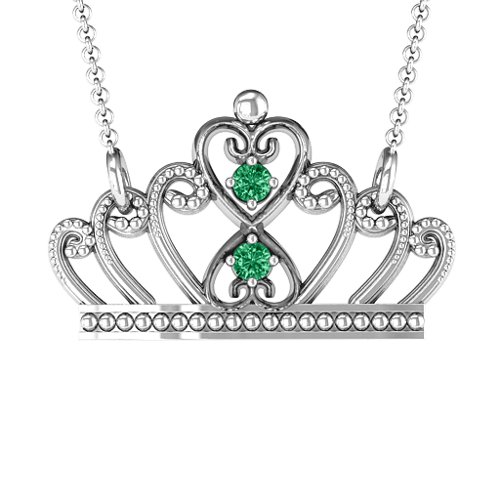 Charming Crown Necklace – Sterling Silver with Emerald