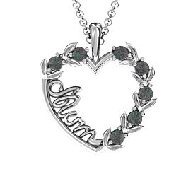 Mum's Heart of Love Pendant in 925 Sterling Silver with Alexandrite