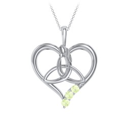 Eternal Love Celtic Trinity Knot Pendant with 1-3 Stones in 925 Sterling Silver with Peridot, Cubic Zirconia, and Ruby
