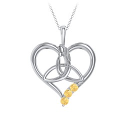 Eternal Love Celtic Trinity Knot Pendant with 1-3 Stones in 925 Sterling Silver with Citrine, Cubic Zirconia, and Ruby