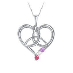 Eternal Love Celtic Trinity Knot Pendant with 1-3 Stones in 925 Sterling Silver with Amethyst, Cubic Zirconia, and Ruby