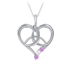 Eternal Love Celtic Trinity Knot Pendant with 1-3 Stones – 10K Yellow Gold with Amethyst and Cubic Zirconia