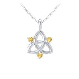 Three Stone Classic Celtic Trinity Knot Pendant