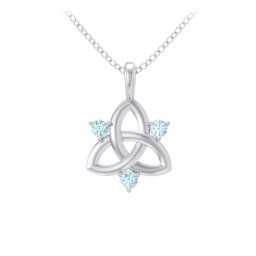 Three Stone Classic Celtic Trinity Knot Pendant in 925 Sterling Silver with Blue Topaz