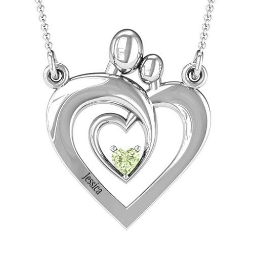 Unconditional Love Family Pendant – Sterling Silver with Peridot