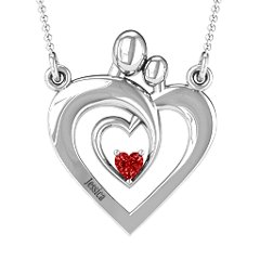 Unconditional Love Family Pendant – 10K Rose Gold with Garnet
