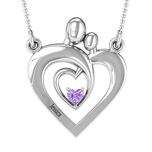 Unconditional Love Family Pendant – Sterling Silver with Amethyst