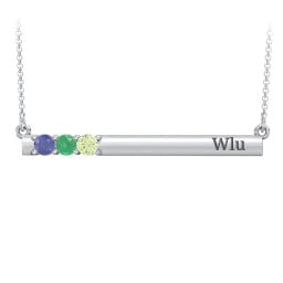 Engravable Family Bar Pendant with 1-5 Gemstones