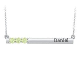 Engravable Family Bar Pendant with 1-5 Gemstones