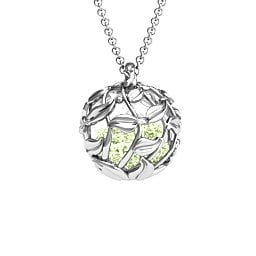 Luscious Leaf Cage Pendant in 925 Sterling Silver with Peridot, Aquamarine, Emerald, Ruby, and Cubic Zirconia
