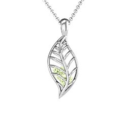 Mini Encourage-Mint Cage Leaf Pendant in 925 Sterling Silver with Peridot, Blue Topaz, Cubic Zirconia, and Pink Tourmaline
