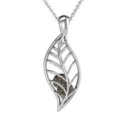 Encourage-Mint Cage Leaf Pendant in 925 Sterling Silver with Smokey Quartz, Blue Topaz, Cubic Zirconia, and Pink Tourmaline
