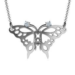 Butterfly Mom Birthstone Necklace in 925 Sterling Silver