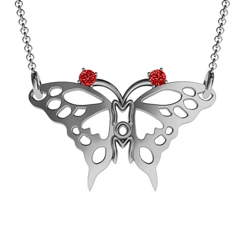 Butterfly Mom Birthstone Necklace – Sterling Silver with Garnet