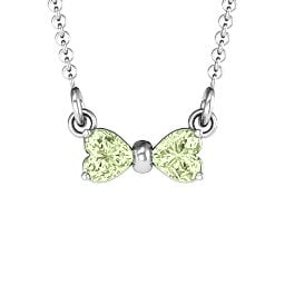 Adorable Bow Necklace in 925 Sterling Silver with Peridot