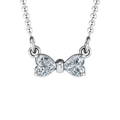 Adorable Bow Necklace – 10K Yellow Gold with Cubic Zirconia