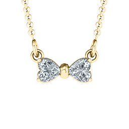 Adorable Bow Necklace in 10K Solid Yellow Gold with Cubic Zirconia