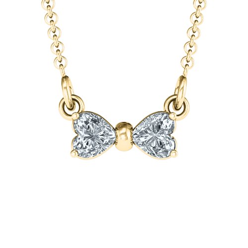 Adorable Bow Necklace – 10K Yellow Gold with Cubic Zirconia