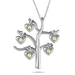 Tree Of Hearts 5-Stone Family Tree Necklace in 925 Sterling Silver with Peridot
