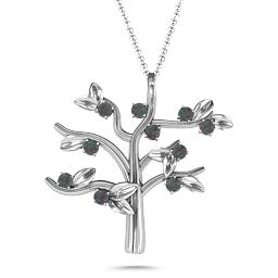 Family Forever 10-Stone Family Tree Necklace in 925 Sterling Silver with Alexandrite