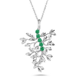 Roots Of Love 5-Stone Family Tree Necklace in 925 Sterling Silver with Emerald