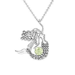 Majestic Mermaid Necklace in 925 Sterling Silver with Peridot
