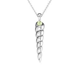 Unicorn Horn Necklace in 925 Sterling Silver with Peridot