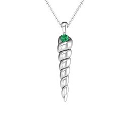 Unicorn Horn Necklace in 925 Sterling Silver with Emerald