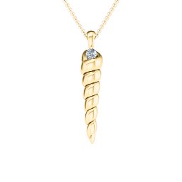 Unicorn Horn Necklace in 10K Solid Yellow Gold with Diamond